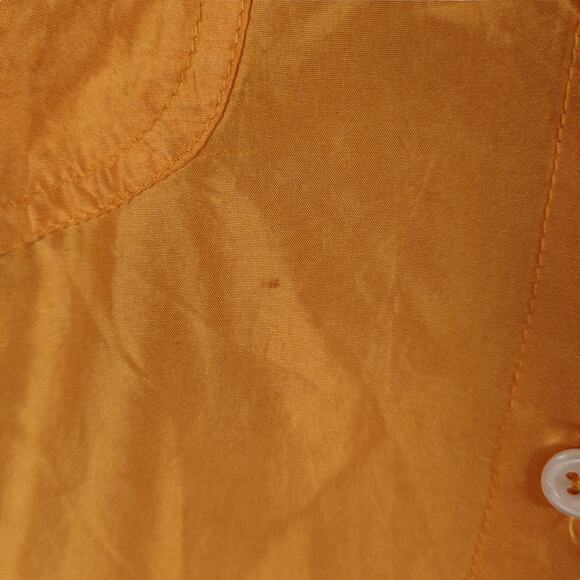 Vintage 80s Basic Issue Silk Shirt Pumpkin Orange Oversized Button Up Blouse - Picture 6 of 12